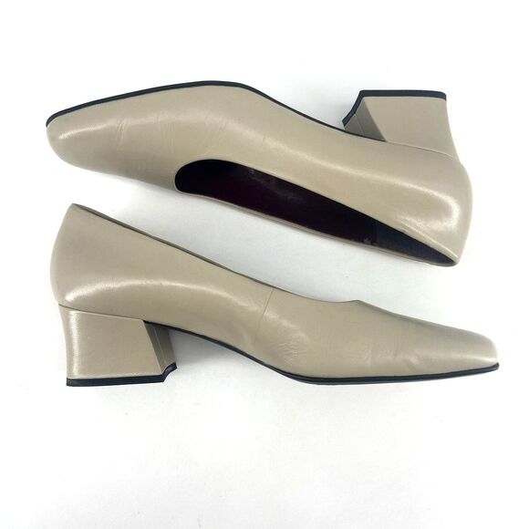 Naturalizer Leather Heel 10N Nude Block Heel Square Toe Non Slip Sole Comfort - Picture 5 of 8